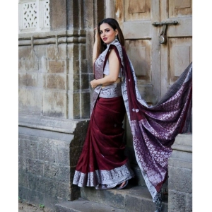 Generic Women's Banarasi Silk Woven Saree With Unstitched Blouse 5.5Mtr (Maroon)