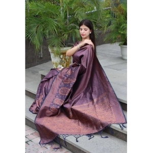 Generic Women's Banarasi Silk Woven Saree With Unstitched Blouse 5.5Mtr (Wine)