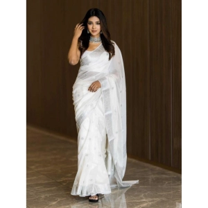 Generic Women's Cotton Printed Saree With Unstitched Blouse 5.5Mtr (white)