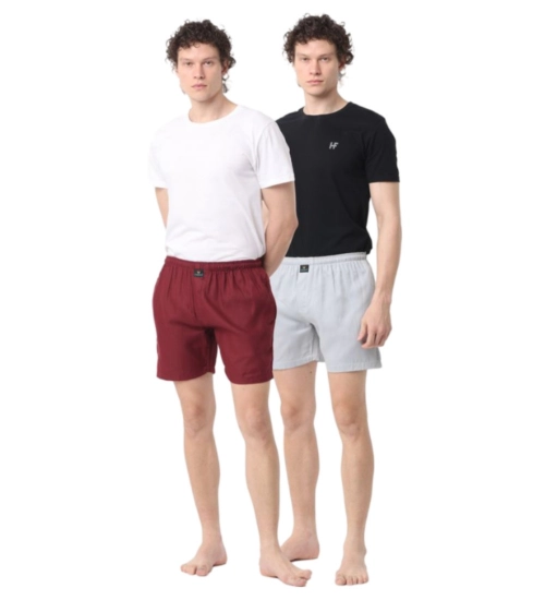 Pack_of_2 Men's Polycotton Solid Boxer Shorts (Multicolor)