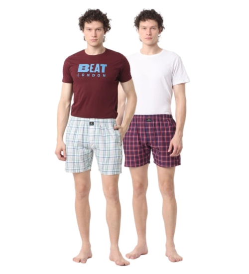 Pack_of_2 Men's Polycotton Checked Boxer Shorts (Multicolor)