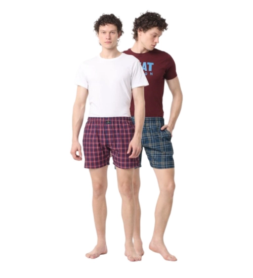 Pack_of_2 Men's Polycotton Checked Boxer Shorts (Multicolor)