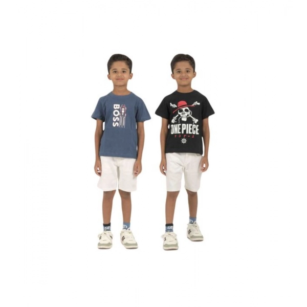Dropship Pack of 2 Boy's Cotton Printed Short Sleeve T-Shirt's (Multicolor)