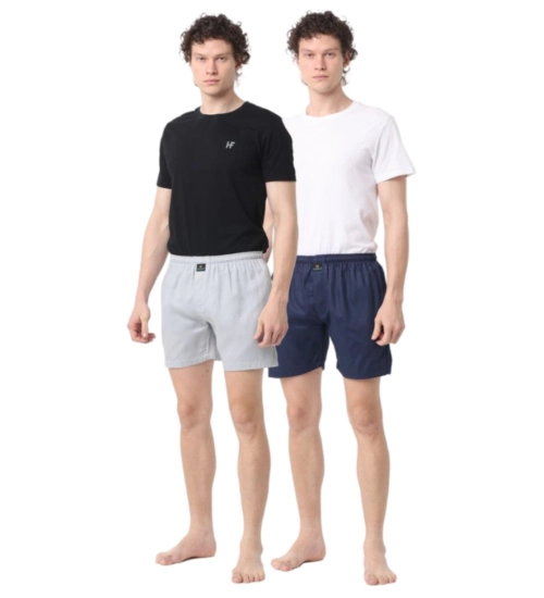 Pack_of_2 Men's Polycotton Solid Boxer Shorts (Multicolor)