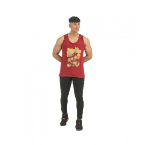 Generic Pack of 2 Men's Casual Cotton Printed Sleeveless Sleeve Tshirts (Multicolor)
