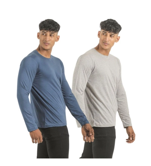 Pack of 2 Men's Casual Cotton Solid Full Sleeve Tshirts (Multicolor)