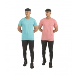 Pack of 2 Men's Casual Cotton Solid Short Sleeve Tshirts (Multicolor)