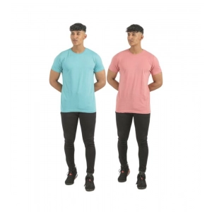 Generic Pack of 2 Men's Casual Cotton Solid Short Sleeve Tshirts (Multicolor)