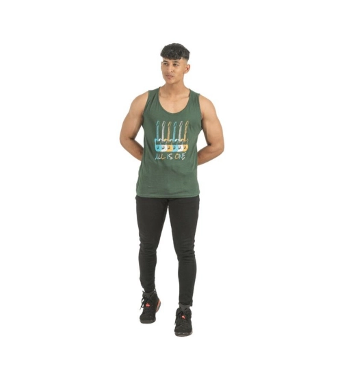 Pack of 2 Men's Casual Cotton Printed Sleeveless Sleeve Tshirts (Multicolor)