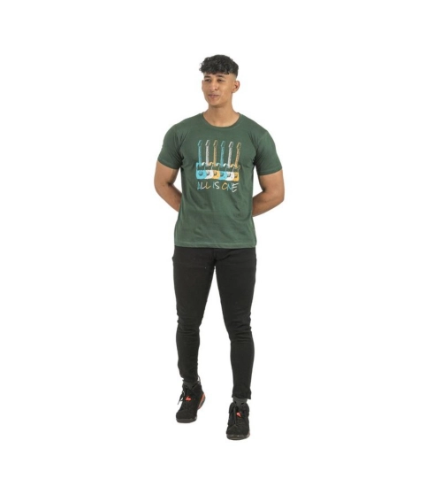 Pack of 2 Men's Casual Cotton Printed Short Sleeve Tshirts (Multicolor)