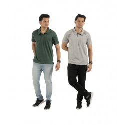 Pack of 2 Men's Casual Cotton Solid Short Sleeve Tshirts (Multicolor)