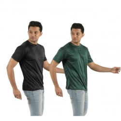 Pack of 2 Men's Casual Polyester Blend Solid Short Sleeve Tshirts (Multicolor)