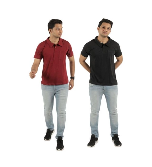 Pack of 2 Men's Casual Cotton Solid Short Sleeve Tshirts (Multicolor)