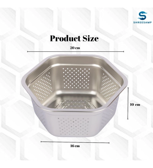 Steel Washing Stainless Steel Colander Basin (Silver)