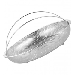 Steel Basket Plate Household Food Steamer Stainless Steel Handle (Silver)