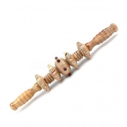 Wood 7 Wheels Fancy Gua Sha Massager Roller (Wood)