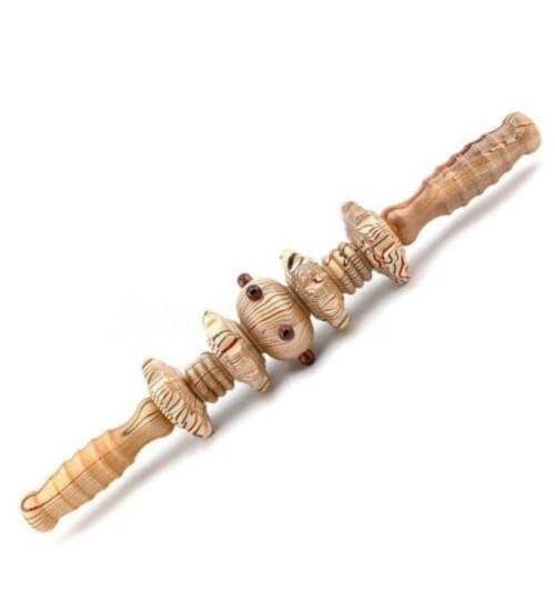 Wood 7 Wheels Fancy Gua Sha Massager Roller (Wood)