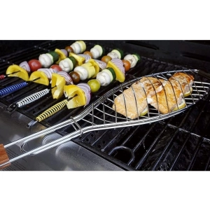 Generic Steel Roasting Fish Grilling Basket (Silver)