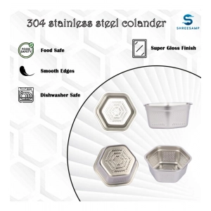 Generic Steel Washing Stainless Steel Colander Basin (Silver)