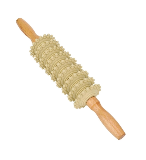 Wood 9 Wheel Body Massage Roller (Wood)