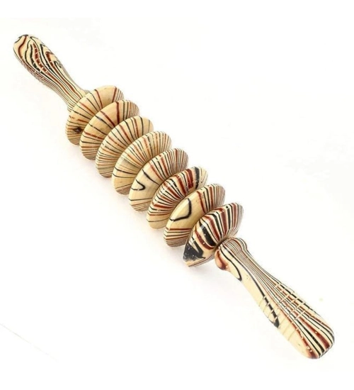 Wood 8 Wheels Roller Fancy Gua Sha Trigger Points Muscle (Wood)