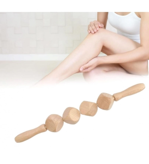 Wood 4 Ball Body Roller Massager Stick (Wood)