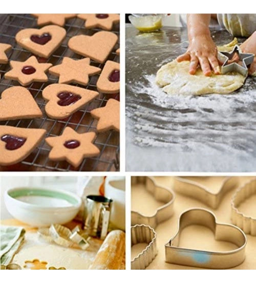 Steel &Plastic 12 Pcs Cookie Cutter with Different Shape (Multicolor)