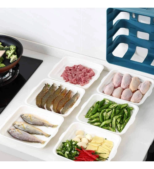 Plastic 6 Layer Kitchen Rack Stand (Blue)