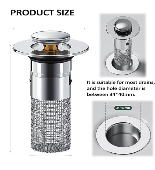 Steel Drain Filter Pop-Up Sink (Silver)