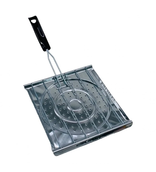 Steel Toaster Grill with Foldable Handle Easy to Stainless Steel (Black)