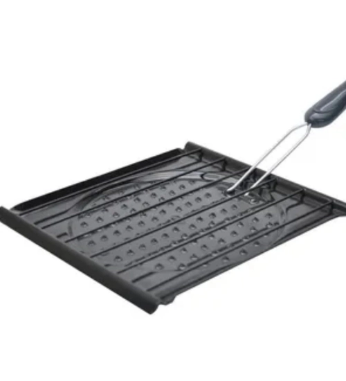 Steel Toaster Grill with Foldable Handle Easy to Stainless Steel (Black)