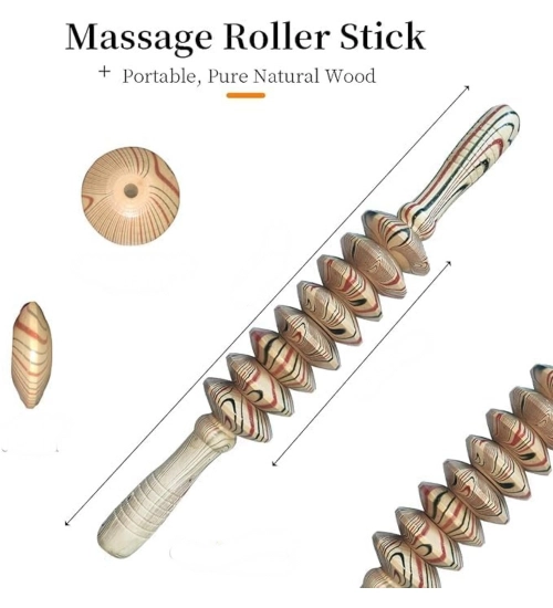 Wood 8 Wheels Roller Fancy Gua Sha Trigger Points Muscle (Wood)