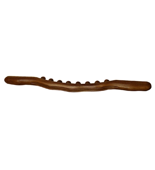 Wood Gua Sha Massager Therapy Tool Soft Manual 8 Beads Roller (Brown)