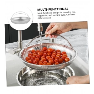 Generic Steel Basket Plate Household Food Steamer Stainless Steel Handle (Silver)