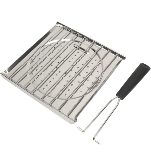 Steel Toaster White Foldable Stainless Steel Grilling Pan (Silver)