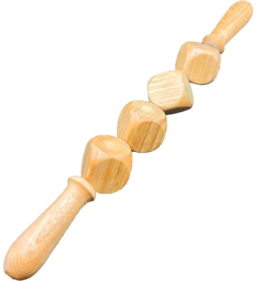 Wood 4 Ball Body Roller Massager Stick (Wood)