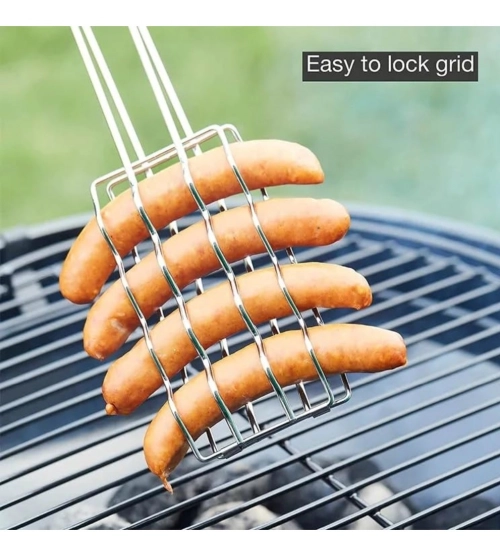 Steel Hot Dog Roast Grilling Tray Plated (Silver)