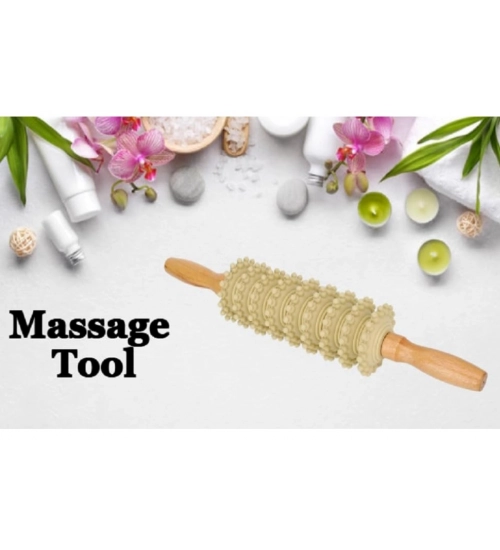 Wood 9 Wheel Body Massage Roller (Wood)