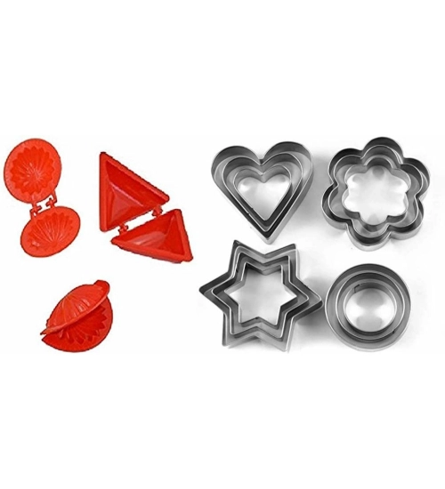 Steel &Plastic 12 Pcs Cookie Cutter with Different Shape (Multicolor)