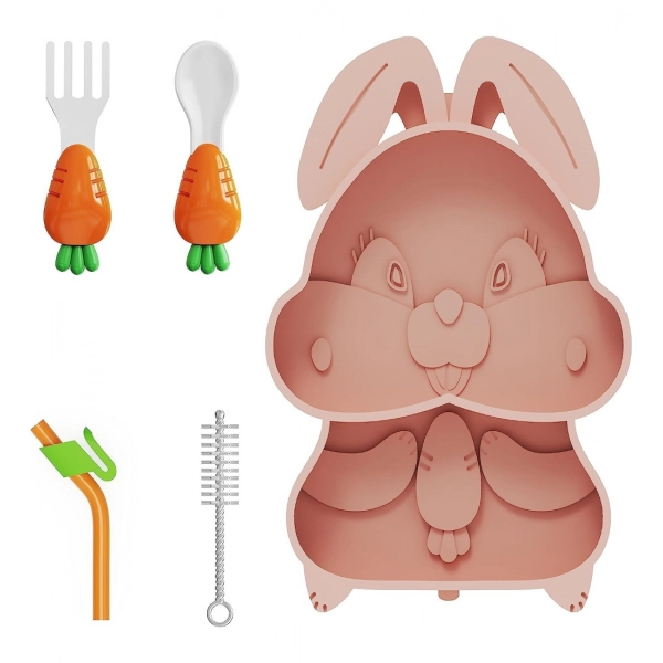 Dropship Silicon Bunny Children Plate Tableware (Multicolor)