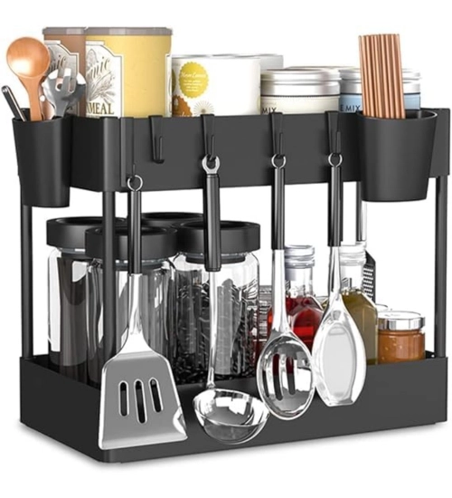 Plastic Tier Under Sink Organizer (Black)