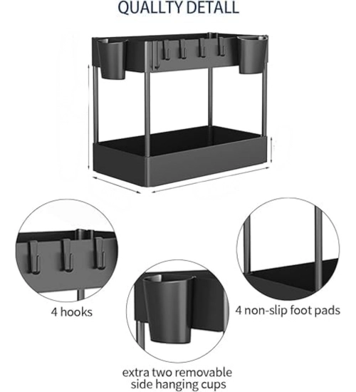 Plastic Tier Under Sink Organizer (Black)
