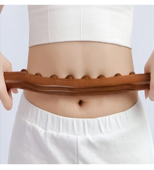 Wood Gua Sha Massager Therapy Tool Soft Manual 8 Beads Roller (Brown)