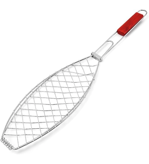 Steel Roasting Fish Grilling Basket (Silver)