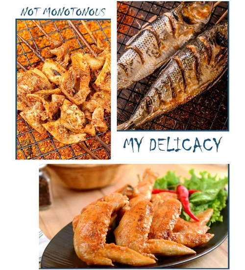 Steel Roasting Fish Grilling Basket (Silver)