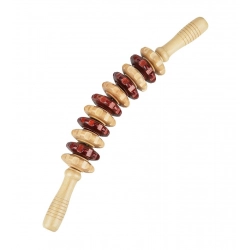 Wood Wheel Roller Massage Stick (Wood - Brown)