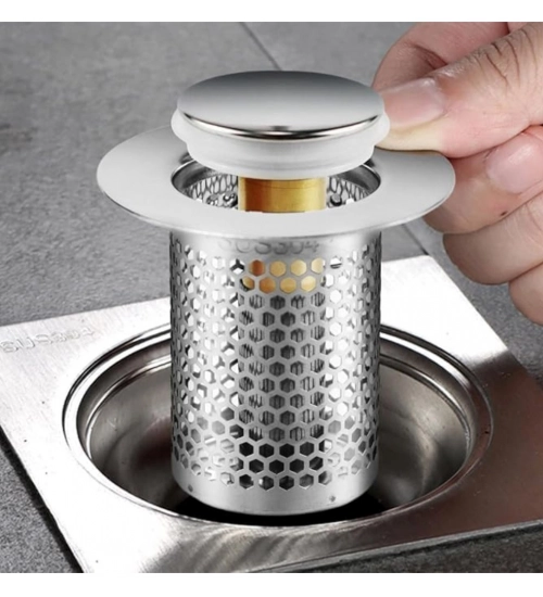 Steel Drain Filter Pop-Up Sink (Silver)