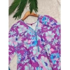 Dropship Women's Rayon Printed V Neck 3-4th Sleeve Kurti With Pant Set (Purple)
