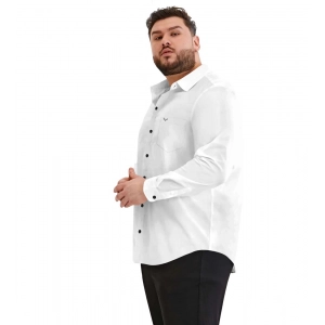 Generic Mens Casual Cotton Solid Full Sleeve Shirt (White)