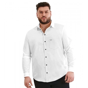Generic Mens Casual Cotton Solid Full Sleeve Shirt (White)